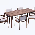 Modern Rectangular Wooden Dining Table Set With Six Upholstered Wooden Frame Chairs 3d model