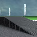 Different Road Ramps For Vehicle Testing With Safety Stripes Guide Flags And Logos