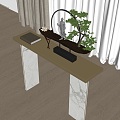 Modern End Desk 3d model