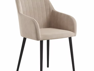 Modern Beige Upholstered Armchair With Vertical Striped Backrest And Black Legs 3d model