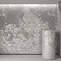Silver Textured Wallpaper With Intricate Decorative Pattern And Roll Design 3d model