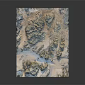 Detailed 3D Terrain Model Featuring Mountainous Landforms Rock Formations Water Elements And Natural Textures