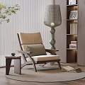 Comfortable Leisure Chair With Wooden Frame Beige Cushion And Gray Pillow In Living Room