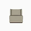Light Beige Fabric Single Sofa With Modern Curved Backrest And Dark Base 3d model
