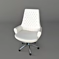 White Office Chair With Diamond Tufted Backrest Curved Armrests Silver Metal Base And Swivel Casters
