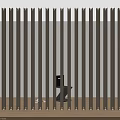 Golden Metal Vertical Slats Partition With Backlit Design In Modern Interior