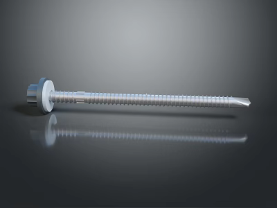 High Quality Stainless Steel Screw With Hex Head Threaded Design And Shiny Surface Reflection 3d model