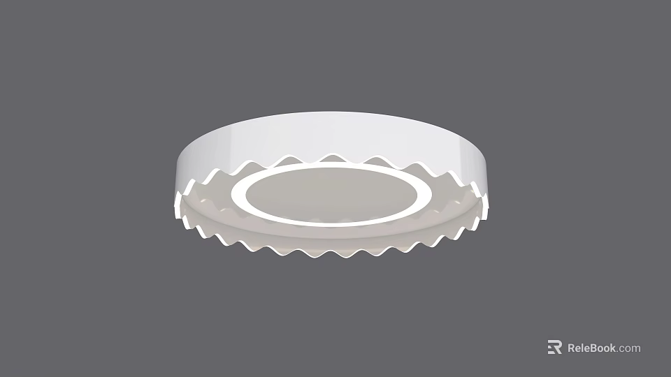 Modern White Round LED Ceiling Light With Serrated Edge Design 3d model 