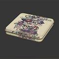 Square Padded Furniture Cushion With Vibrant Colorful Pattern And Decorative Stitching Design