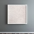 Square Red Abstract Painting with White Textured Pattern and Black Border on Gray Wall 3d model