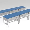 Industrial Equipment Workbench With Blue Worktop Metal Frame And Storage Drawers