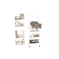 Minimalist Elegant White Jewelry Cabinet With Towels Bottles Candles And Flower Bouquets