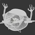 Spooky Black Creature Character With Skull Face Red Antlers And Long Thin Limbs