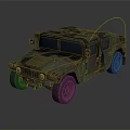 Camouflage Military Vehicle Hummer Style Design With Antenna Headlights And Large Tires