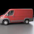 Red Functional Van With Front Grille Side Windows And Sliding Doors 3d model