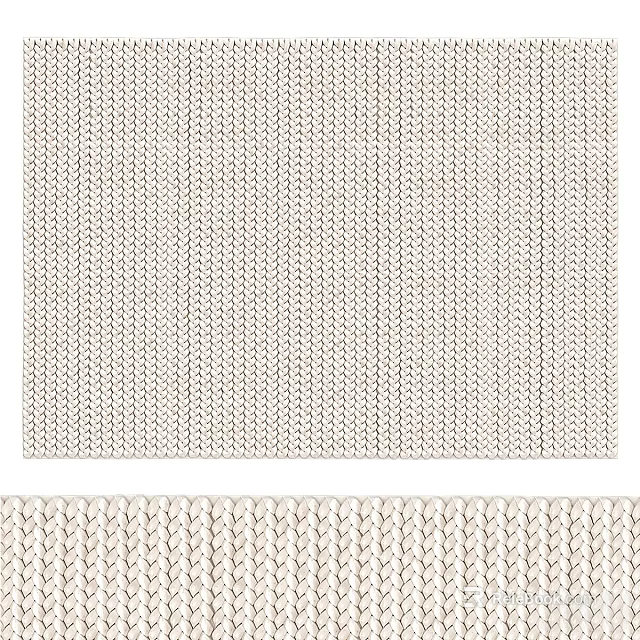 Square Beige Woven Rug With Knitted Texture For Living Room Home Decor 3d model 