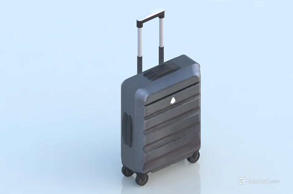 Modern Gray Suitcase With Telescopic Handle And Rolling Wheels Stylish Striped Exterior For Travel 3d model 