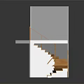 Wooden Spiral Staircase In Architectural Model With Handrail Connecting Indoor Floors