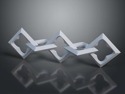 White Geometric Sculpture With Interlocking Shapes And Reflective Surface For Modern Home Decor 3d model