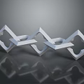 White Geometric Sculpture With Interlocking Shapes And Reflective Surface For Modern Home Decor 3d model