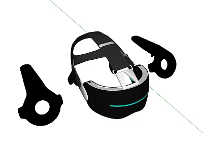 VR Headset With Wireless Controllers Adjustable Headband For Immersive Gaming 3d model