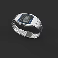 Digital Watch With Silver Metal Strap And Square Dial Digital