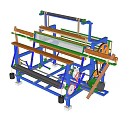 Industrial Equipment With Blue Frame Orange Wheel Green Parts And Mechanical Components
