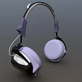 Modern Over Ear Headphones With Purple Black Design Silver Headband And Soft Ear Cups