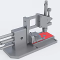 Industrial Precision Press Equipment With Metal Frame Cylinders And Red Workbench