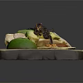 Delicious Chicken Tacos With Avocado Sour Cream On Wooden Board And Green Chili