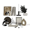 Modern Minimalist Decorative Ornament Set With Books Candle Plant Plate And Vases