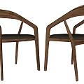 Modern Wooden Leisure Chair With Curved Armrest And Soft Fabric Seat Cushion