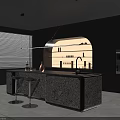 Modern Restaurant Interior Design With Marble Bar Counter Hanging Lights And Seating 3d model
