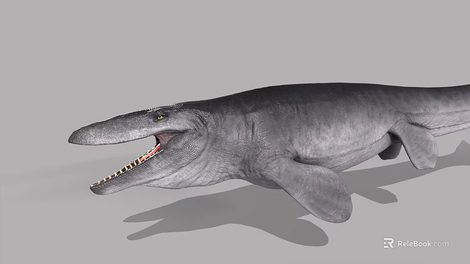 Prehistoric Mosasaurus Marine Reptile With Open Mouth And Sharp Teeth 3d model 