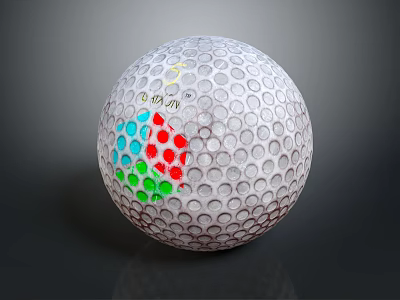 Golf Ball Equipment With Dimple Design Colorful Markers And 0.6mm Label 3d model