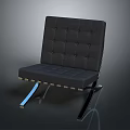 Modern Black Tufted Chair With Metal Frame And Comfortable Seat Cushion