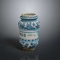 Sculpted Ceramic Jar With Blue And White Ornate Patterns And Traditional Design