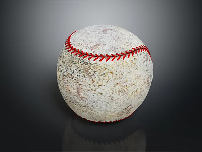 Worn White Baseball With Red Stitching As Essential Sports Equipment For Games 3d model