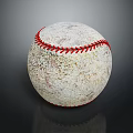 Worn White Baseball With Red Stitching As Essential Sports Equipment For Games