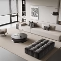 Sofa Coffee Table Combination Multi-person Sofa Coffee Table Single Casual Chair Lazy Sofa Metal Floor Lamp Side Table Jewelry Ornaments 3d model