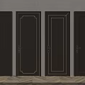 Multiple Brown Wooden Hinged Doors With Different Decorative Patterns And Lines 3d model