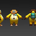 Three Shading Two Small Raccoon Little Panda Badger Bear Clown suit Miracle Wind Legend Wind Hand-painted Sub-era Monster 3d model