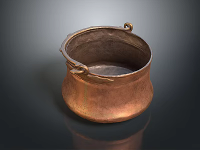 Vintage Copper Pot With Two Handles As Practical Household Cooking Utensil 3d model