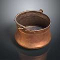 Vintage Copper Pot With Two Handles As Practical Household Cooking Utensil