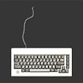 Vintage Wired White Keyboard with Classic Design Standard Key Layout and Coiled Cable