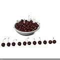 Fresh Dark Red Cherries Filled in White Bowl with Scattered Ones Around