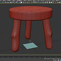 Solid Wood Round Seat Stool With Four Natural Legs In Dark Brown