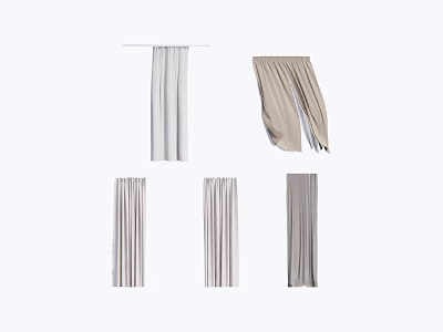 Beige White And Gray Curtains With Modern Hanging Design For Home Decor 3d model