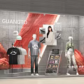 GUANGTO Fashion Window Display With Clothing Mannequins Posters And Decorative Elements