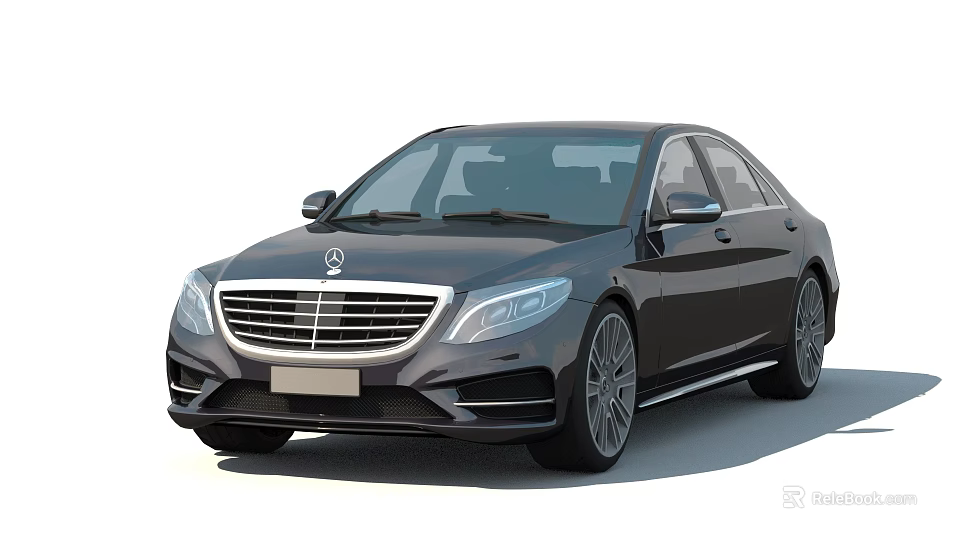 Black Mercedes Benz Luxury Sedan With Sleek Design Front Grille And Headlights 3d model 